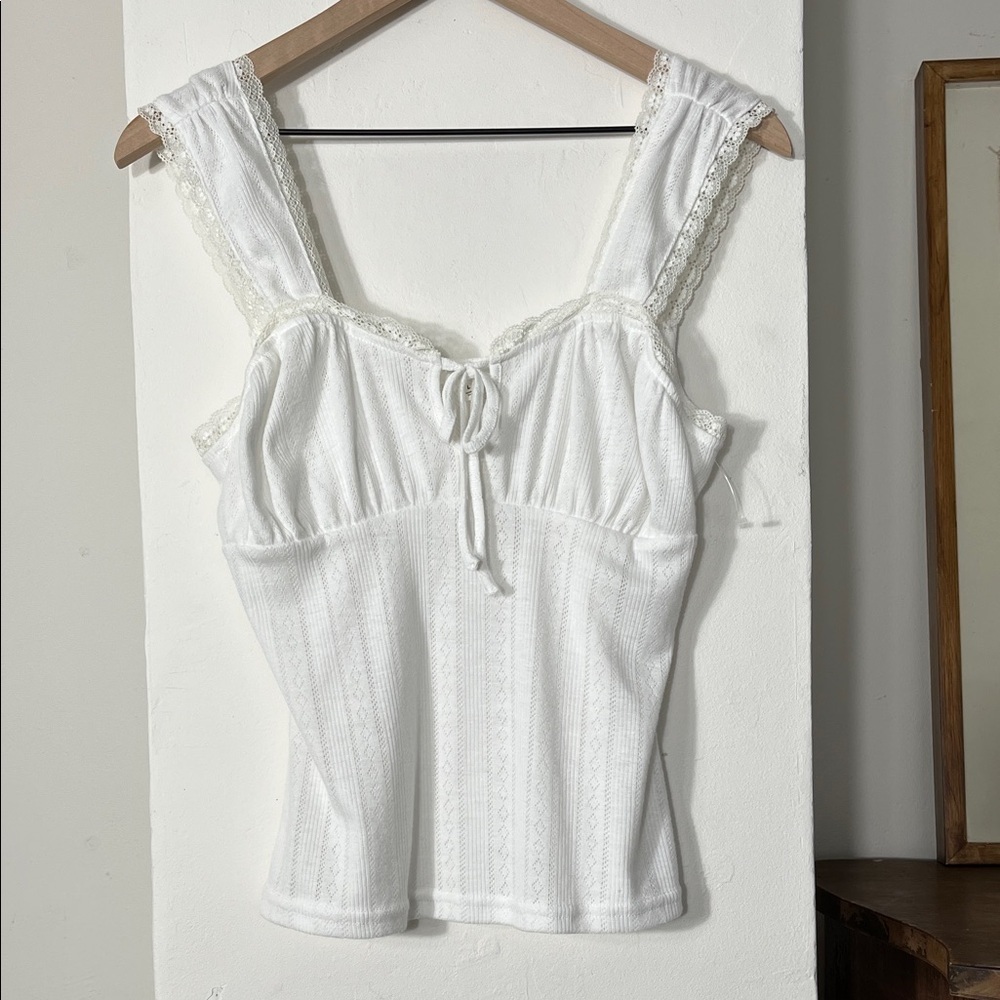 Mine White Lace Strap Tank Top